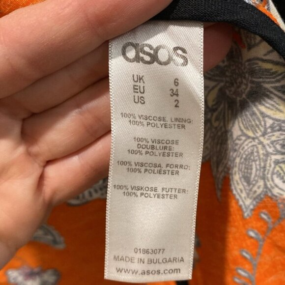 ASOS Jacket Black White Orange Floral - Picture 13 of 14